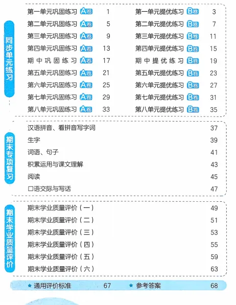 新版一二三四五六年级上册语文试卷,AB卷,分层试卷,含:单元卷、期中卷,专项复习卷,期末卷-第1张图片-四季读书网