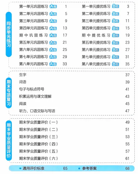新版一二三四五六年级上册语文试卷,AB卷,分层试卷,含:单元卷、期中卷,专项复习卷,期末卷-第6张图片-四季读书网