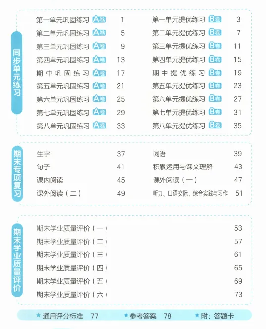 新版一二三四五六年级上册语文试卷,AB卷,分层试卷,含:单元卷、期中卷,专项复习卷,期末卷-第21张图片-四季读书网