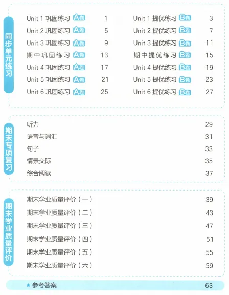 新版三四五六年级上册英语AB卷,分层试卷,含:单元卷、期中卷,专项复习卷,期末卷(人教pep版)-第6张图片-四季读书网