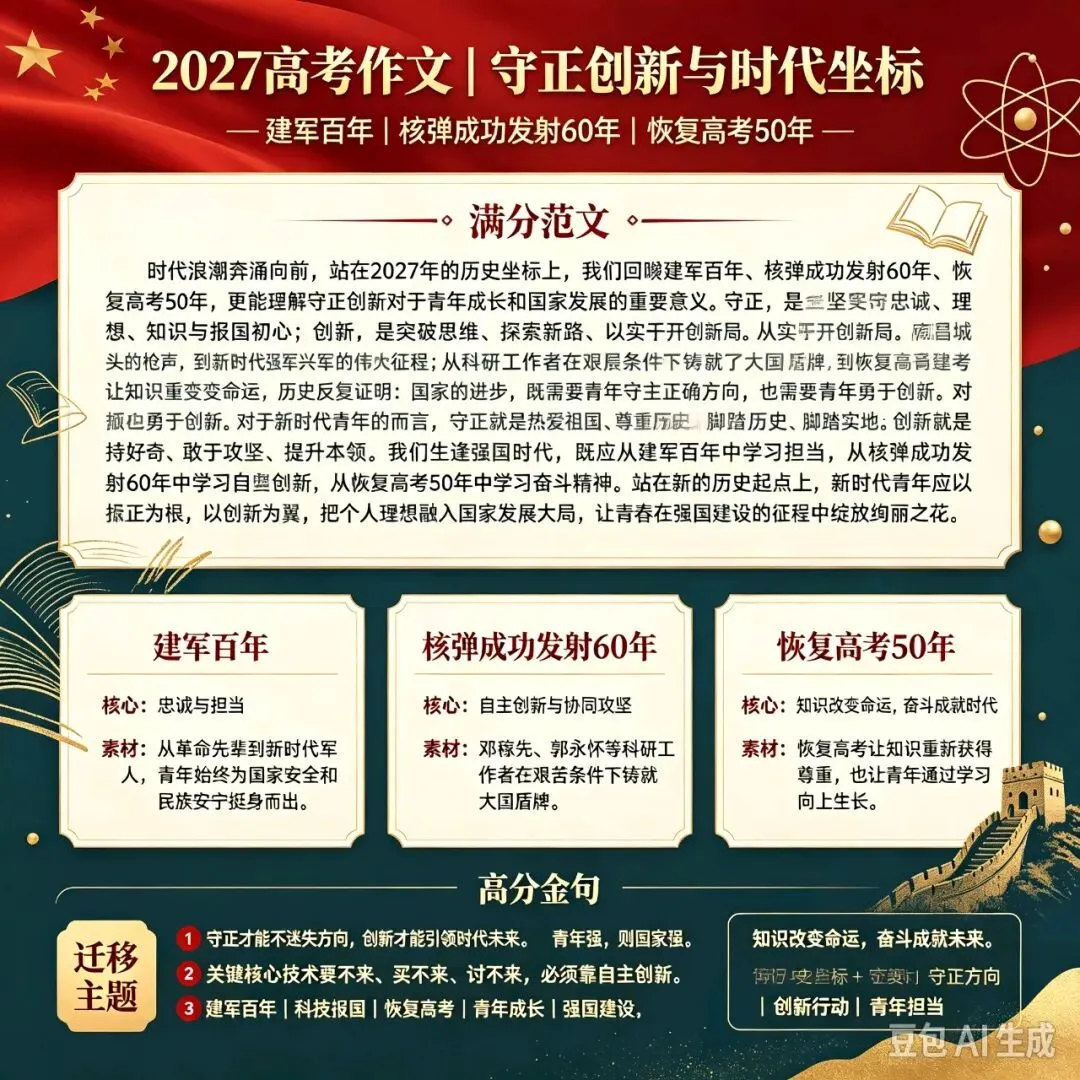 押一下2027高考作文满分范文+素材+金句(可摘抄)-第1张图片-四季读书网