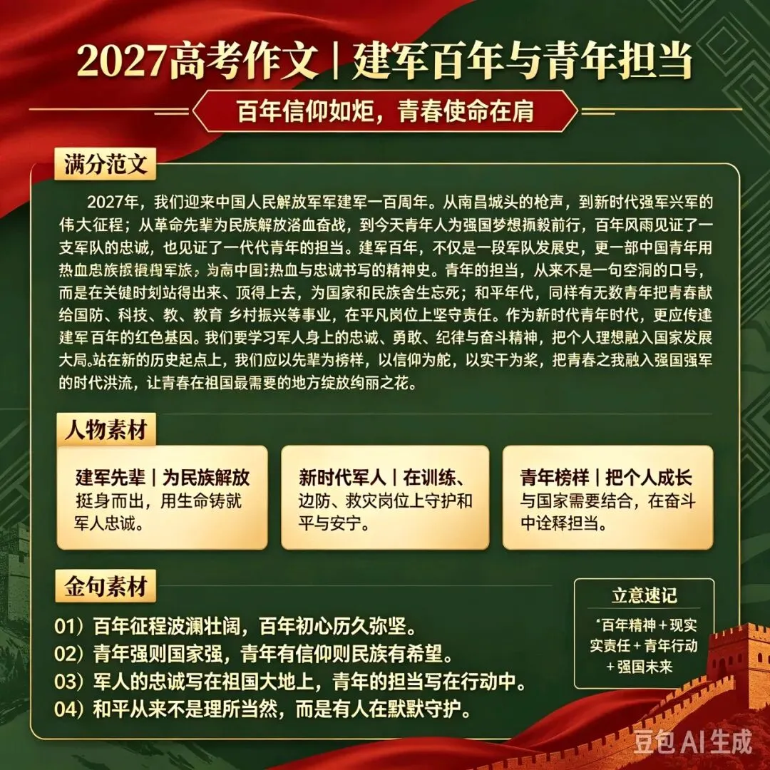 押一下2027高考作文满分范文+素材+金句(可摘抄)-第2张图片-四季读书网