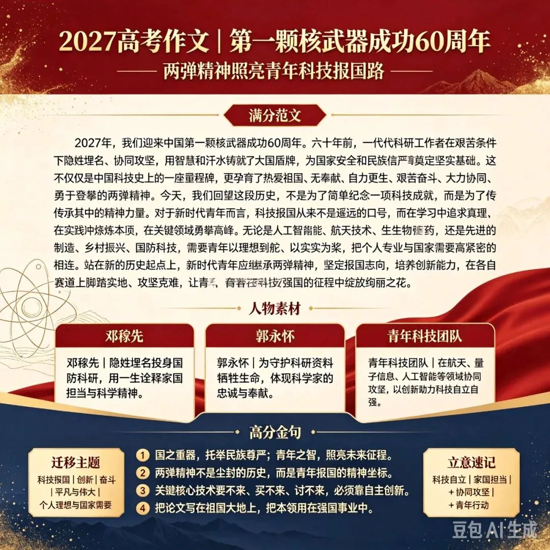 押一下2027高考作文满分范文+素材+金句(可摘抄)-第3张图片-四季读书网