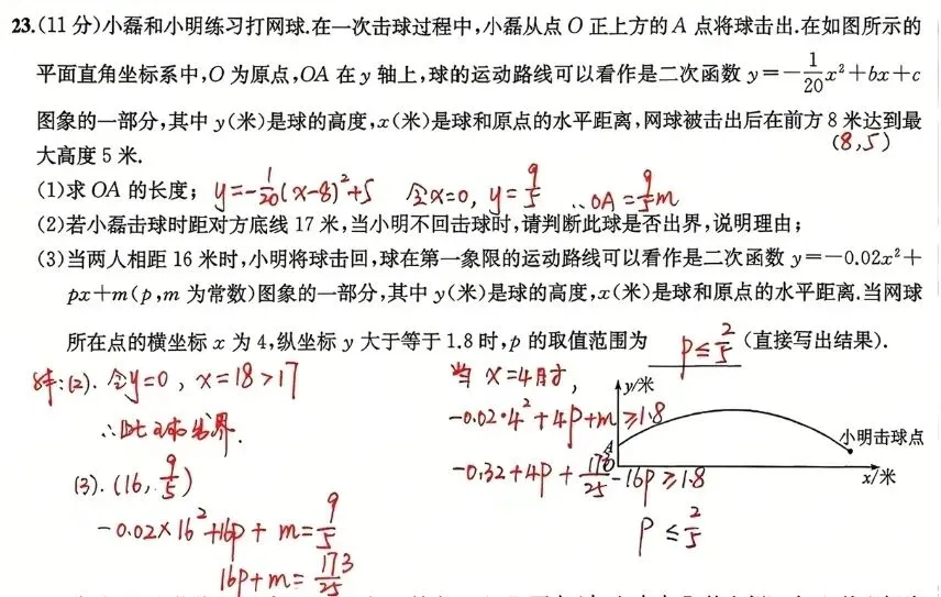 中考数学|二次函数实际应用,网球运动模型,很多同学读不懂题干!-第2张图片-四季读书网