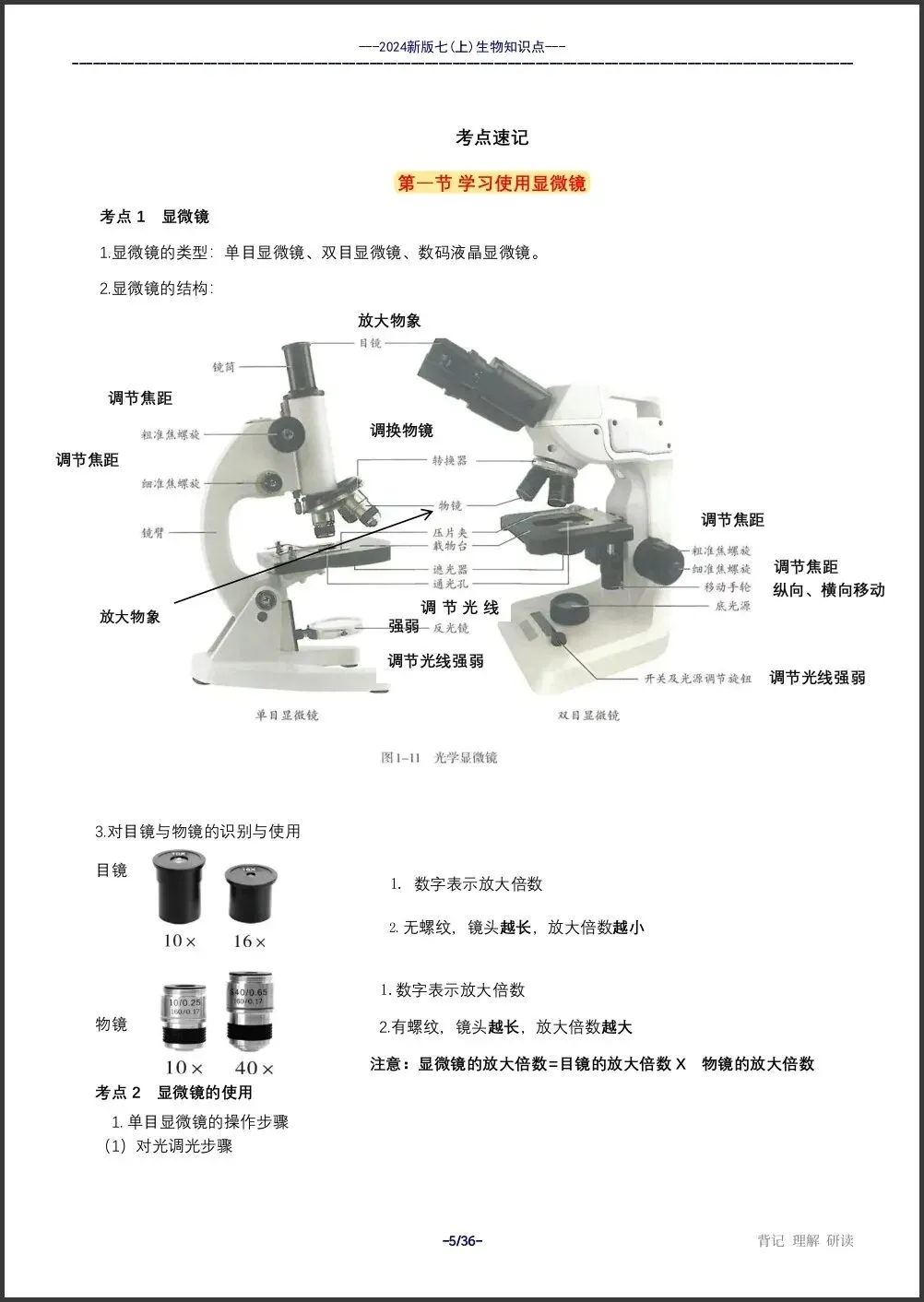 初一新教材 2026 七上生物全册重点梳理汇总,电子打印版!-第4张图片-四季读书网