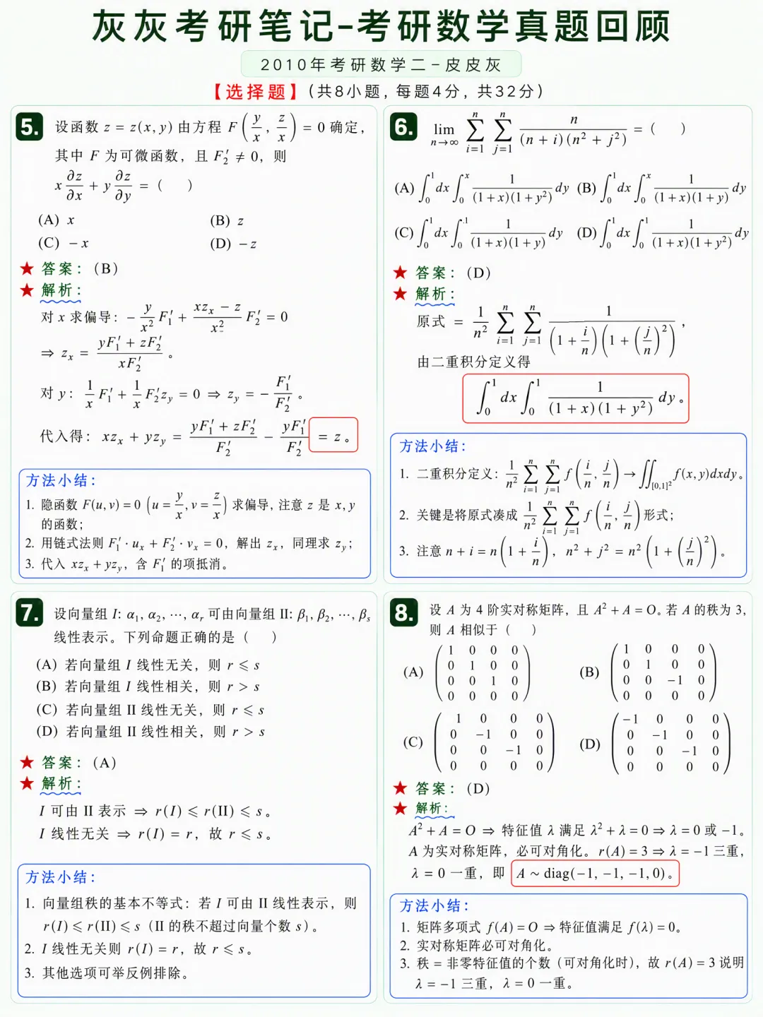 【2010年】考研数学二真题方法论-第3张图片-四季读书网