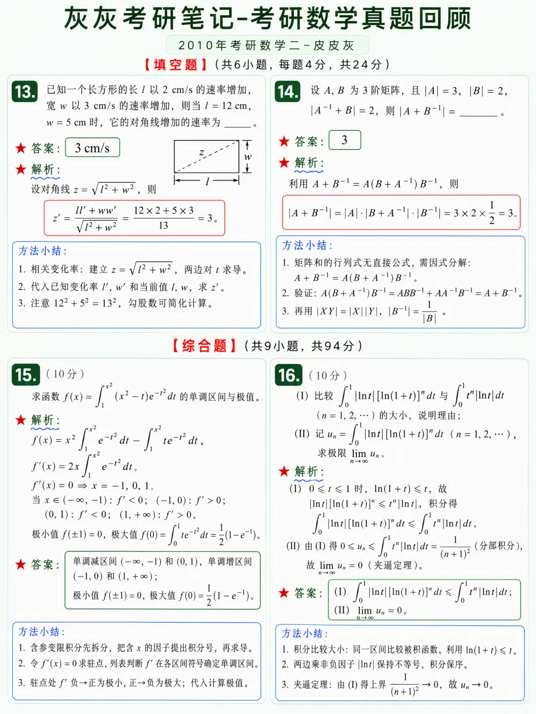 【2010年】考研数学二真题方法论-第5张图片-四季读书网