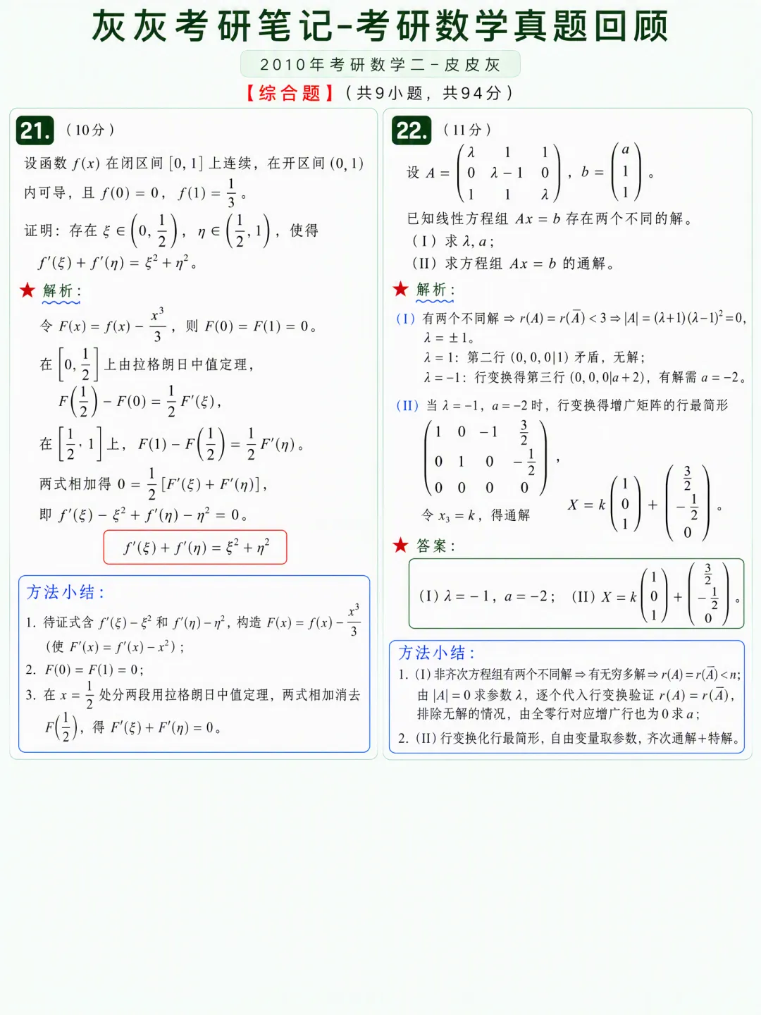 【2010年】考研数学二真题方法论-第7张图片-四季读书网