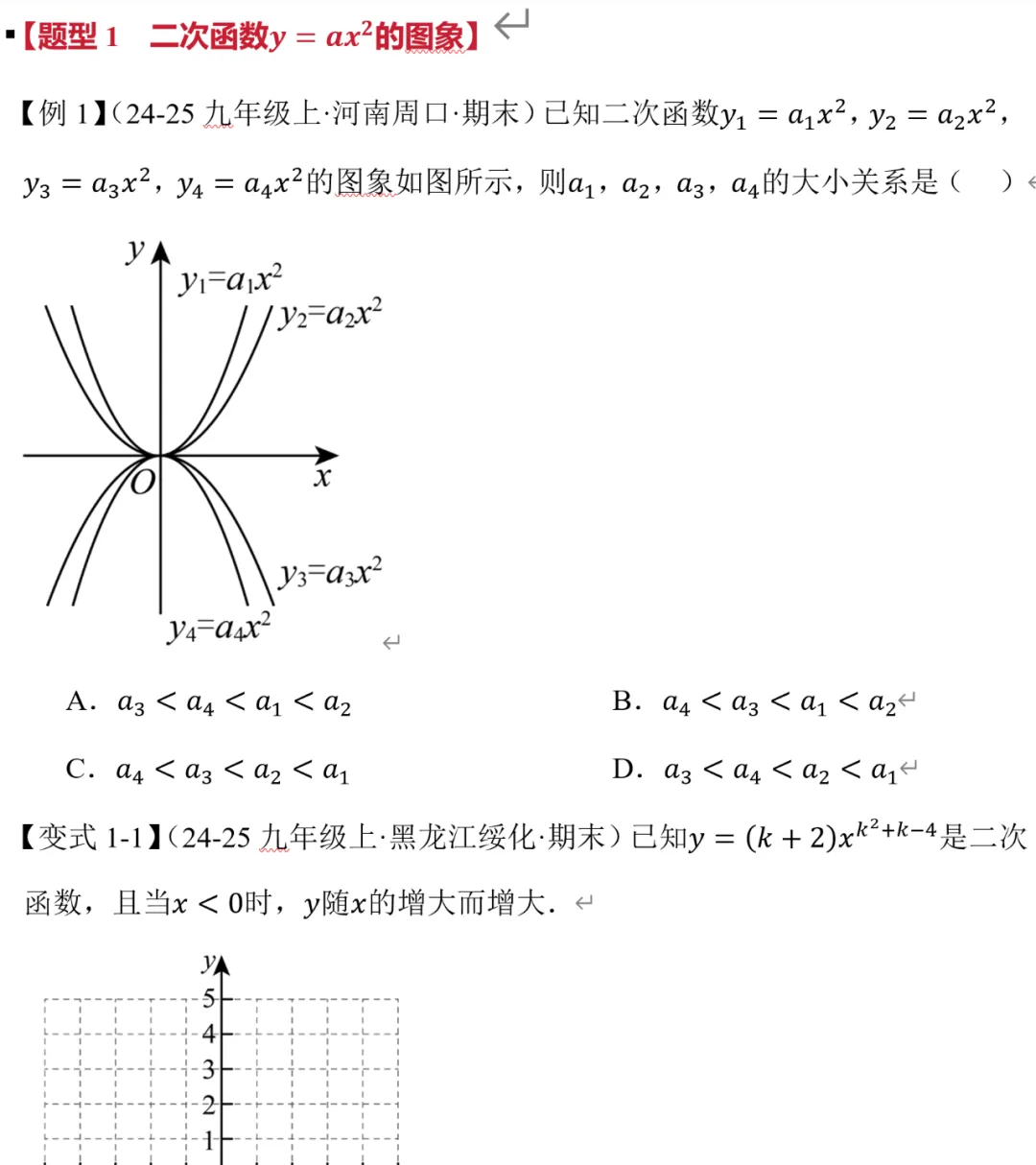 初三数学,二次函数的图像与性质8大题型-第3张图片-四季读书网 初三数学,二次函数的图像与性质8大题型-第3张图片-四季读书网