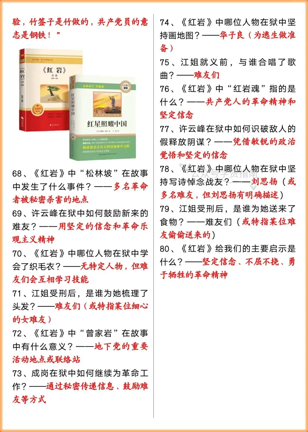 初二语文|2026八上语文名著《红星照耀中国》+《红岩》重难考点梳理!-第11张图片-四季读书网 初二语文|2026八上语文名著《红星照耀中国》+《红岩》重难考点梳理!-第11张图片-四季读书网