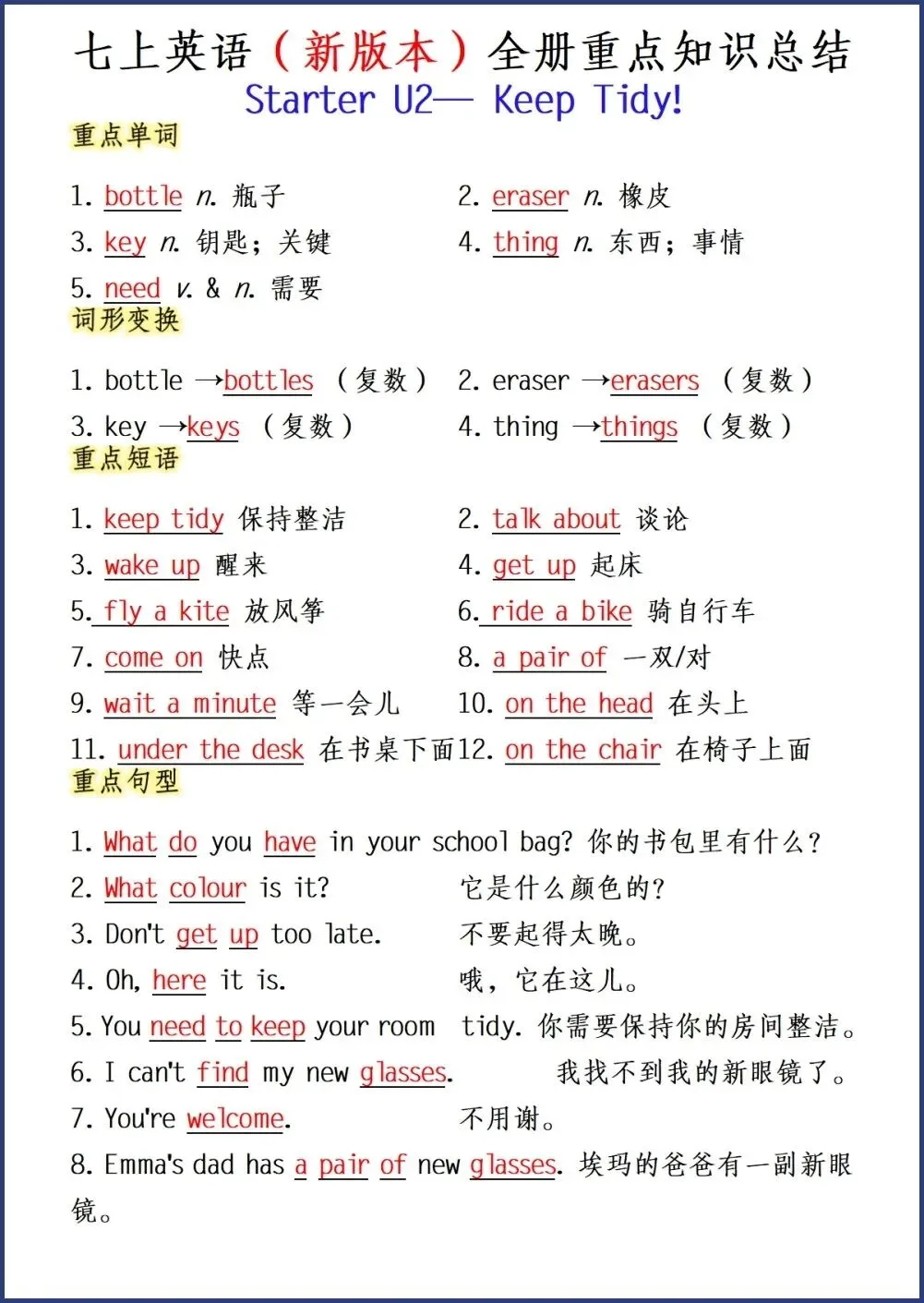初一新教材 2026 七上英语全册重点汇总过关练习(背诵+默写)电子打印版!-第3张图片-四季读书网 初一新教材 2026 七上英语全册重点汇总过关练习(背诵+默写)电子打印版!-第3张图片-四季读书网
