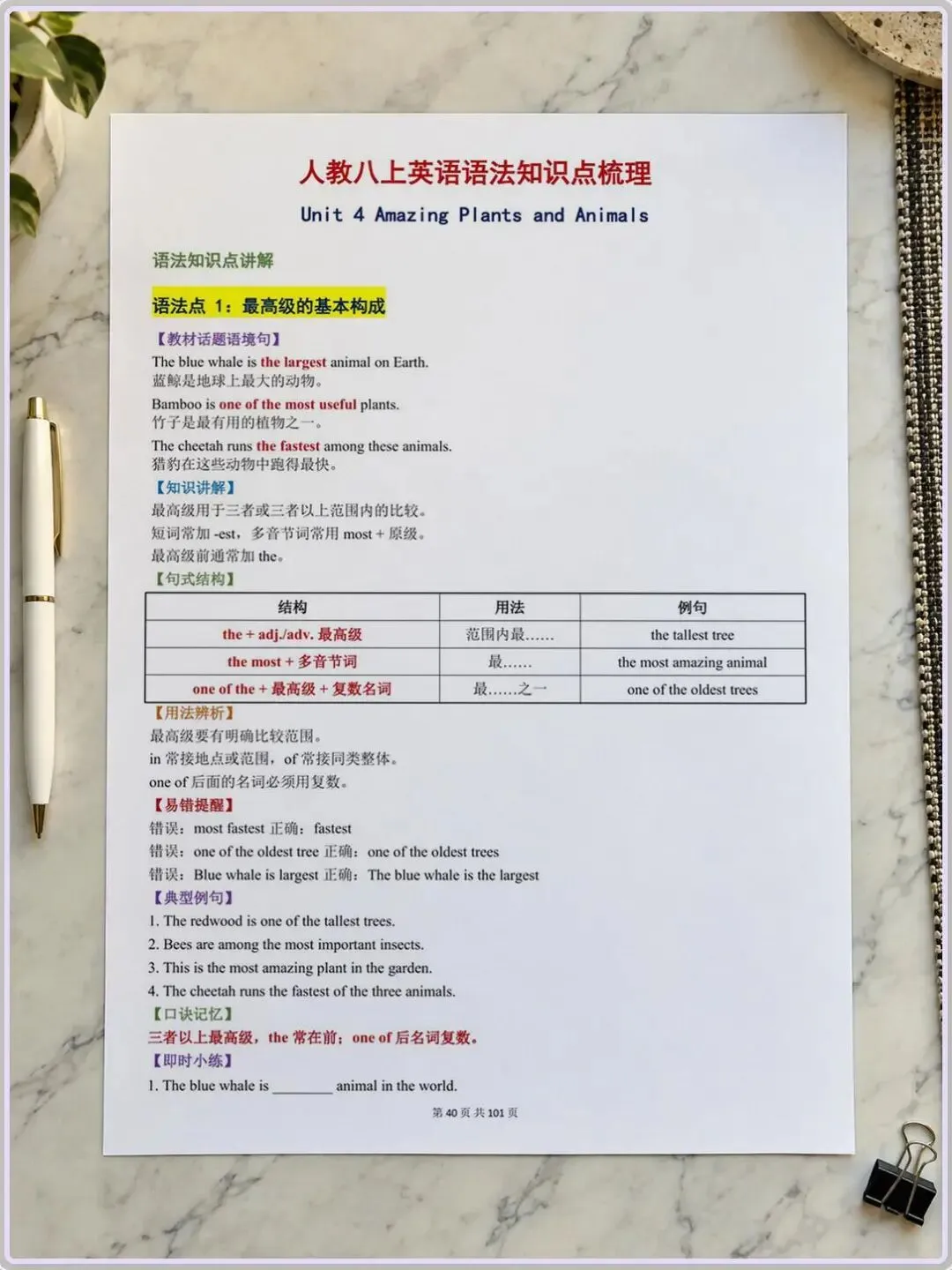初二丨2026八年级上册人教版英语知识点总结语法讲练-第2张图片-四季读书网