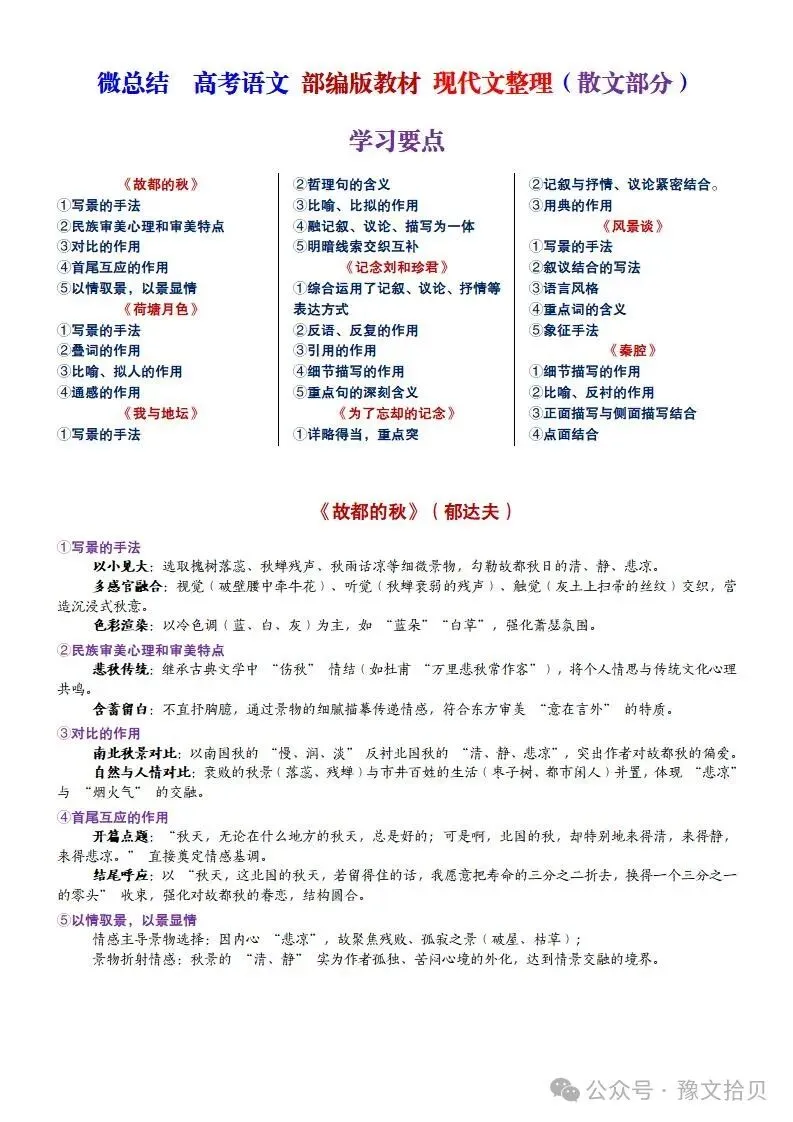 【教考衔接】高考语文 部编版教材篇目分类整理(全五册)(精品版)-第25张图片-四季读书网