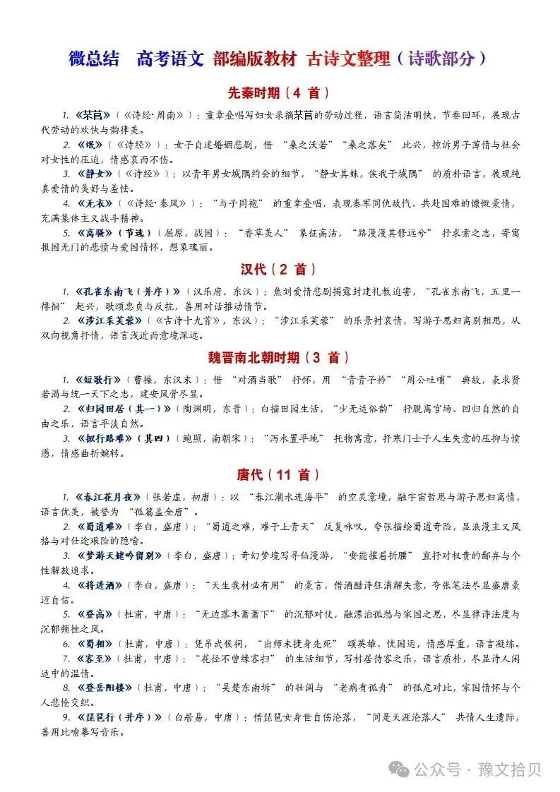【教考衔接】高考语文 部编版教材篇目分类整理(全五册)(精品版)-第33张图片-四季读书网