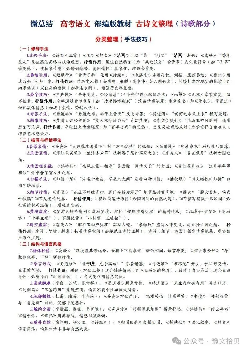 【教考衔接】高考语文 部编版教材篇目分类整理(全五册)(精品版)-第36张图片-四季读书网