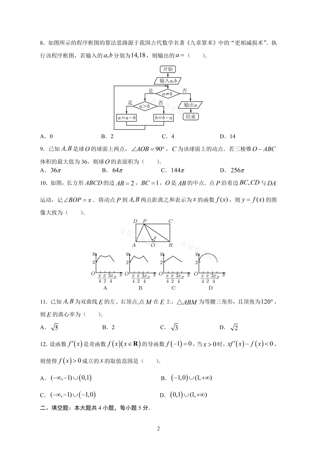 【高考数学真题】2015年全国二卷理数试题+答案-第2张图片-四季读书网