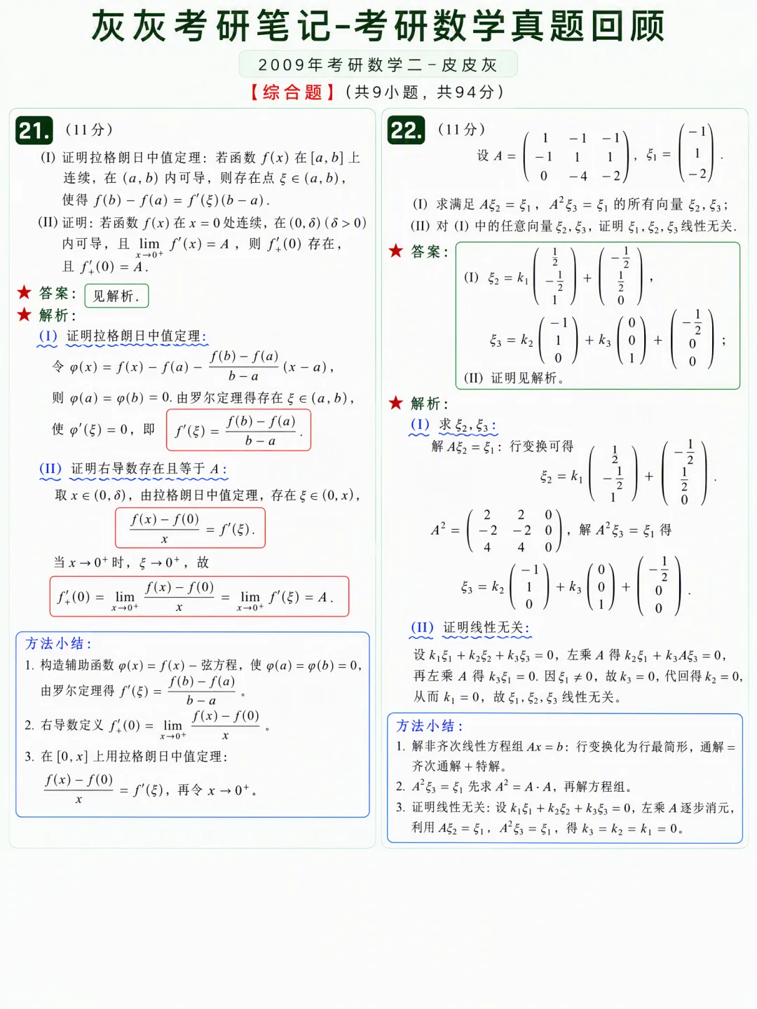 【2009年】考研数学二真题方法论-第7张图片-四季读书网