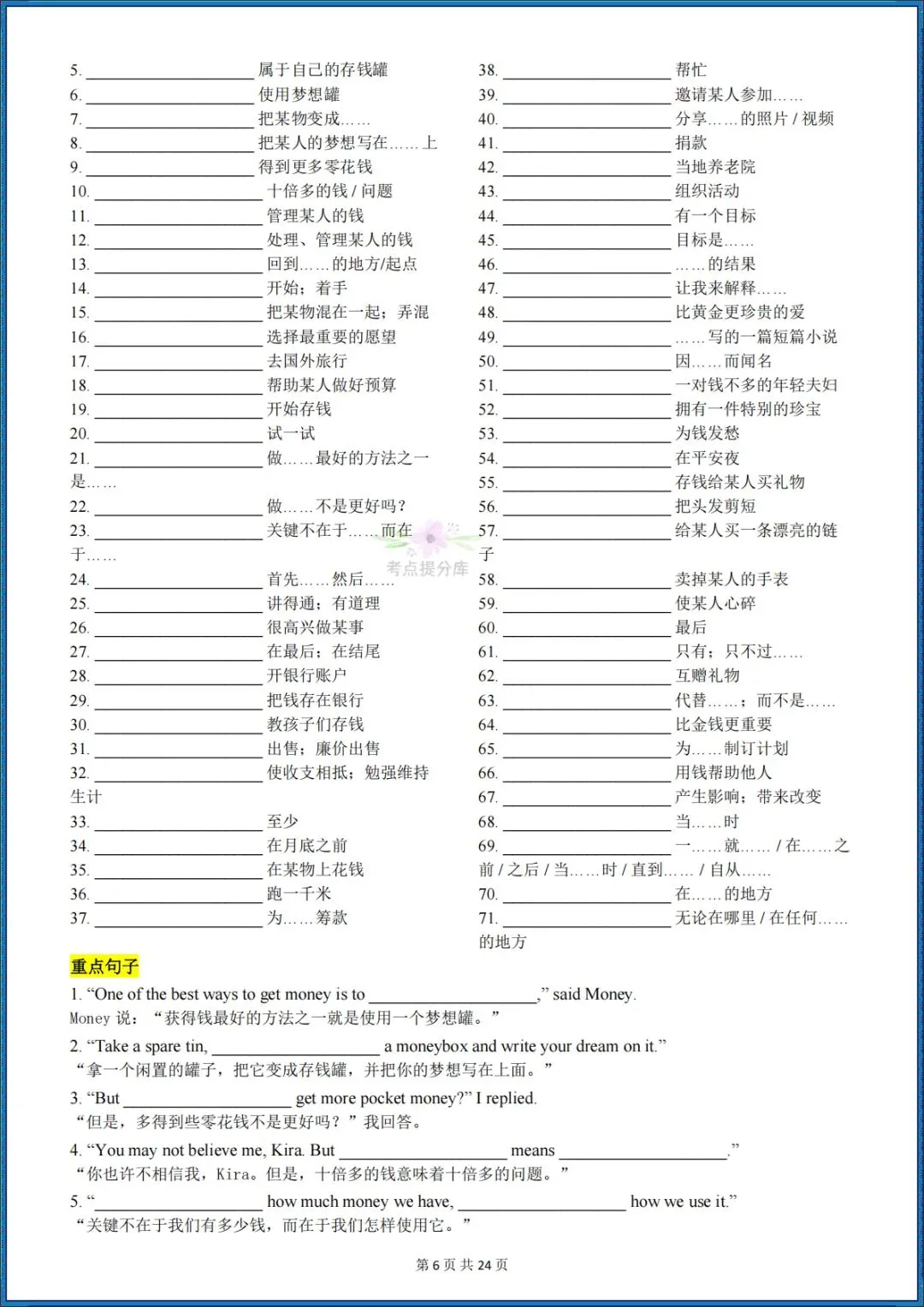 26秋初三新外研版 九年级上册英语《知识点清单》含单词、词性转换、短语搭配、句子(默写英文+默写中文+背诵版)共72页 可打印-第6张图片-四季读书网 26秋初三新外研版 九年级上册英语《知识点清单》含单词、词性转换、短语搭配、句子(默写英文+默写中文+背诵版)共72页 可打印-第6张图片-四季读书网