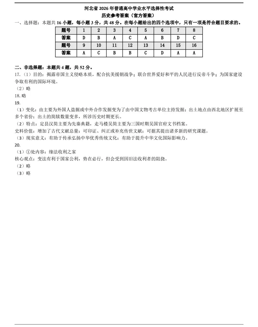 2026年河北高考历史真题(官方)-第8张图片-四季读书网