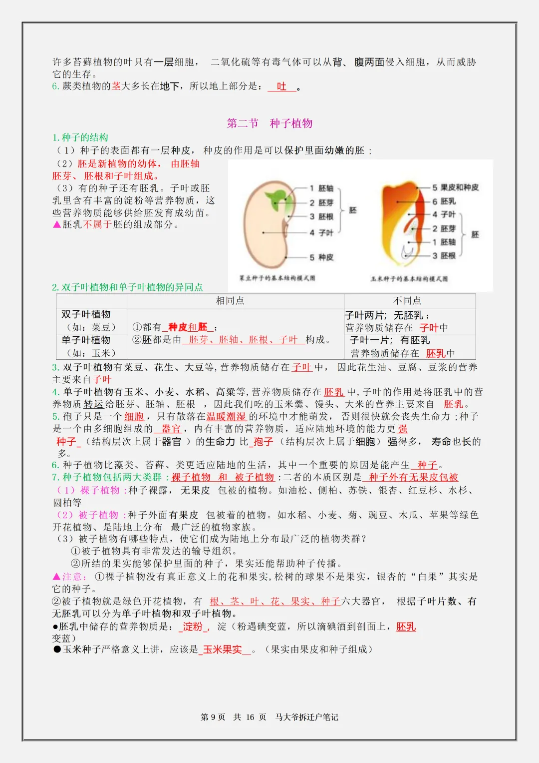 【初一】2026秋七年级上册生物全册必背核心知识点汇总,有高清完整版可打印-第11张图片-四季读书网 【初一】2026秋七年级上册生物全册必背核心知识点汇总,有高清完整版可打印-第11张图片-四季读书网