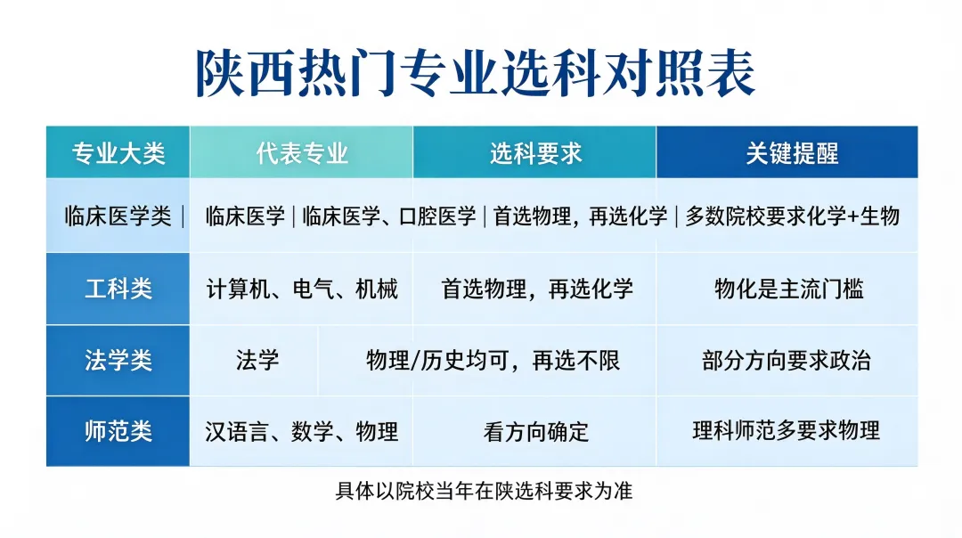 一张表看懂|陕西新高考各专业选科要求!医学、工科、法学、师范怎么选-第4张图片-四季读书网