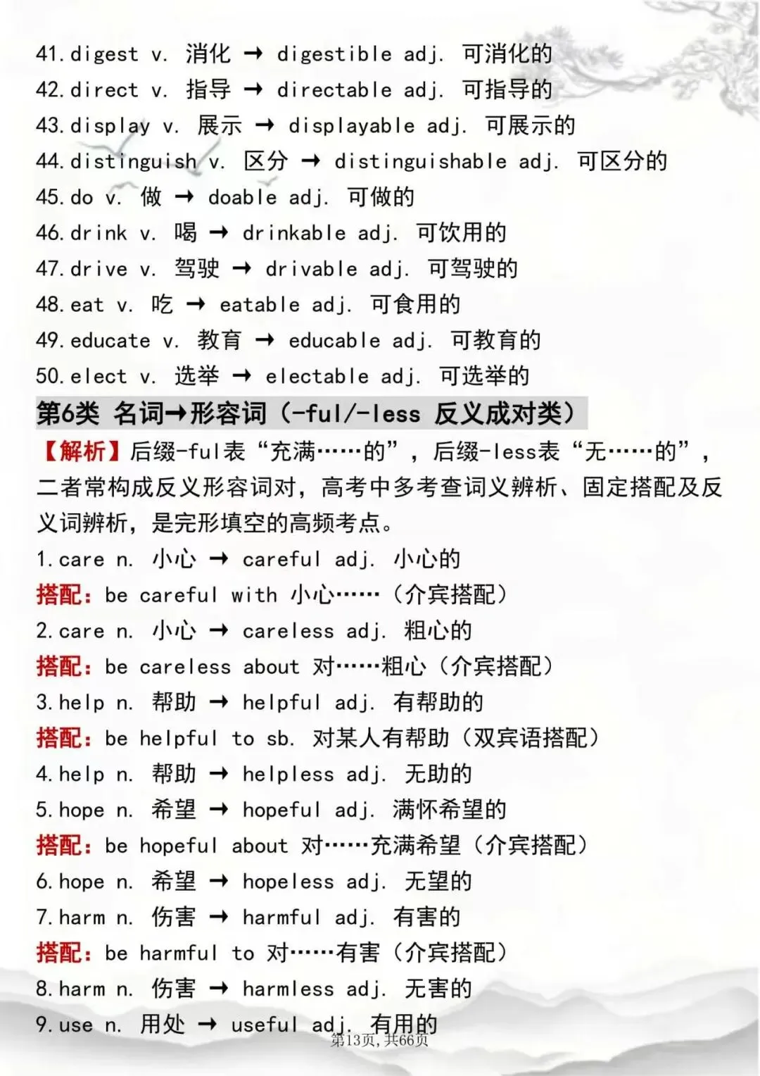 高考英语词性转换全汇总!动词→名词→形容词→副词,背这份就够了-第13张图片-四季读书网