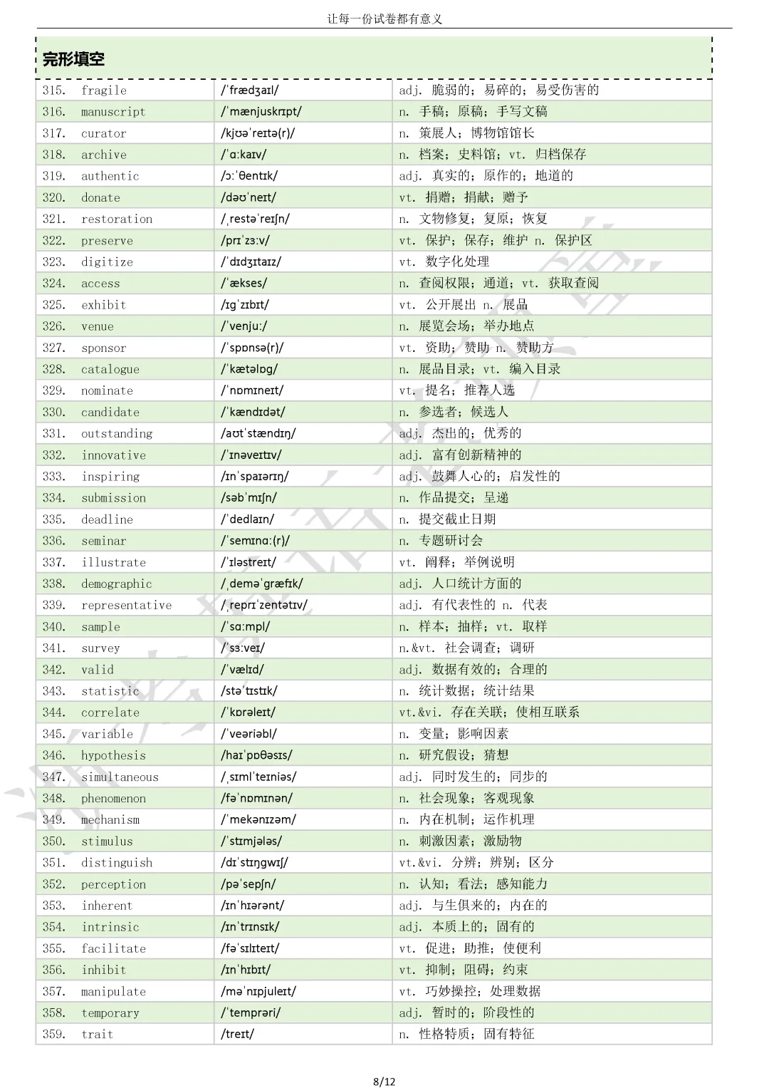 【试卷二次开发】词汇整理(508词!!!)202609高三杭二中开学检测词汇分类总结-第8张图片-四季读书网