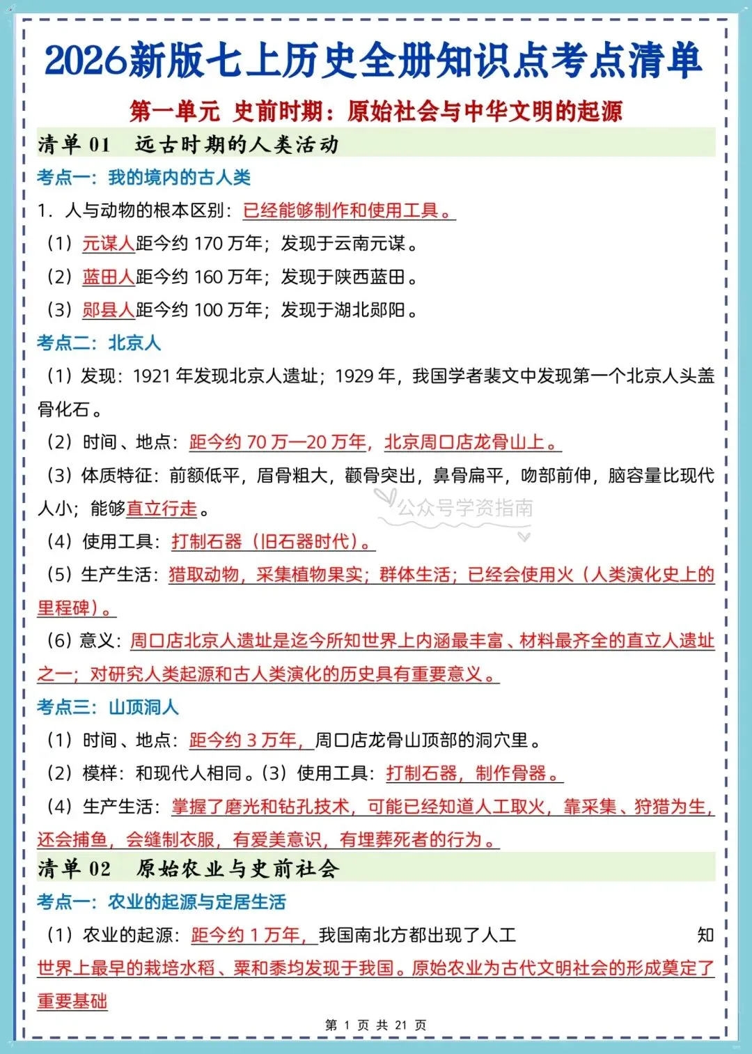 初一历史|2026年级七年级历史全册知识点考点清单汇总,可打印!-第3张图片-四季读书网 初一历史|2026年级七年级历史全册知识点考点清单汇总,可打印!-第3张图片-四季读书网