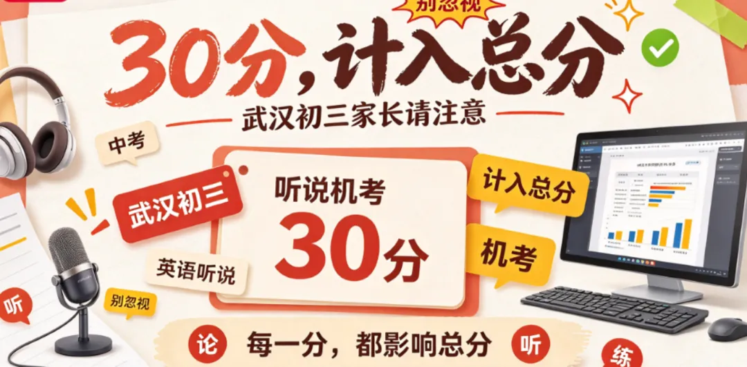 武汉初三家长:明年中考英语听说机考30分计入总分,现在准备还来得及吗?-第1张图片-四季读书网