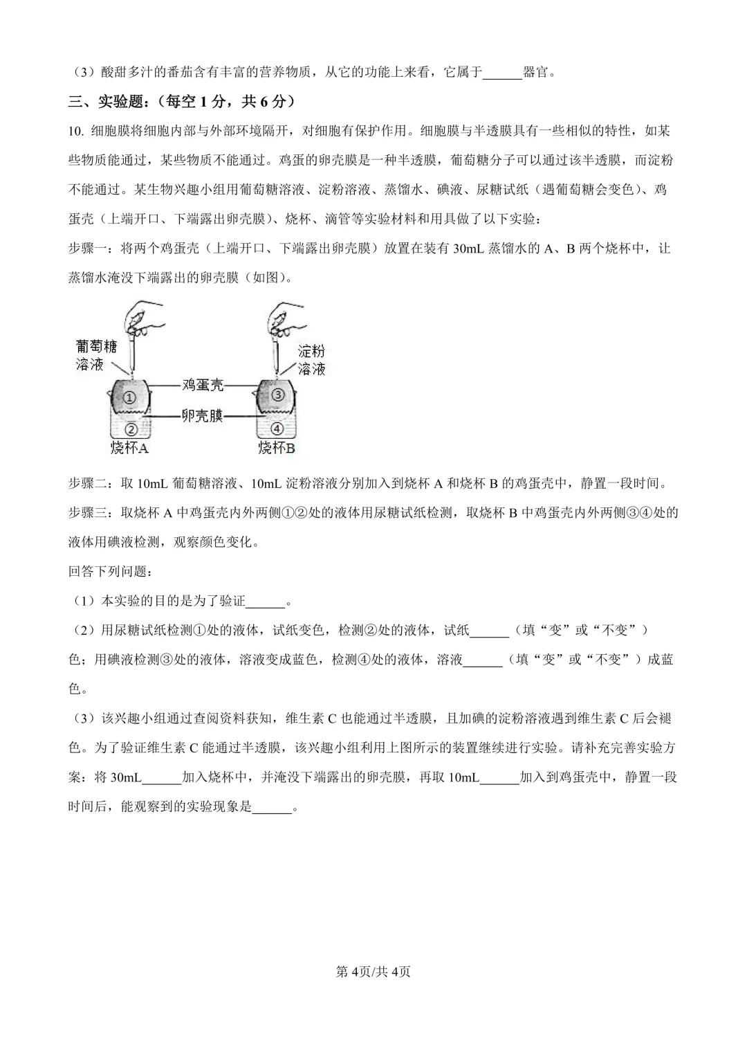 【生物期中考】四川成都初中九年级上册生物期中考真题-第5张图片-四季读书网 【生物期中考】四川成都初中九年级上册生物期中考真题-第5张图片-四季读书网