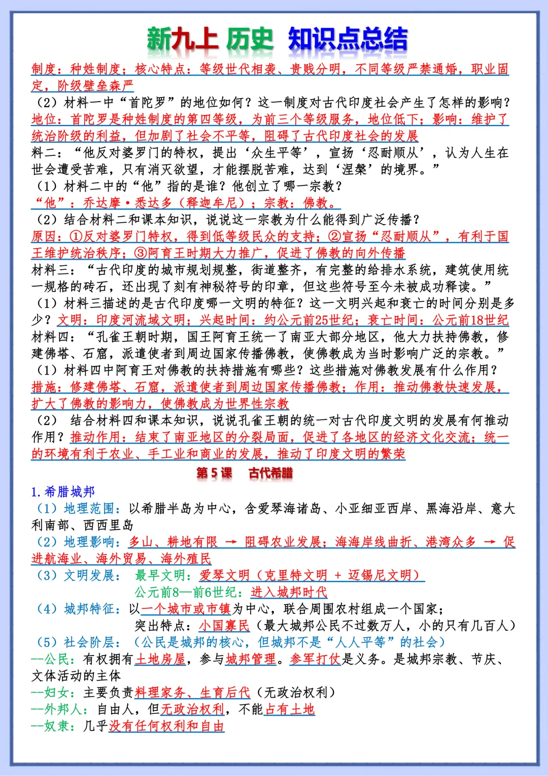 【初三】2026新教材九上历史·提分必备·考点知识点总结(高清版可打印)-第10张图片-四季读书网