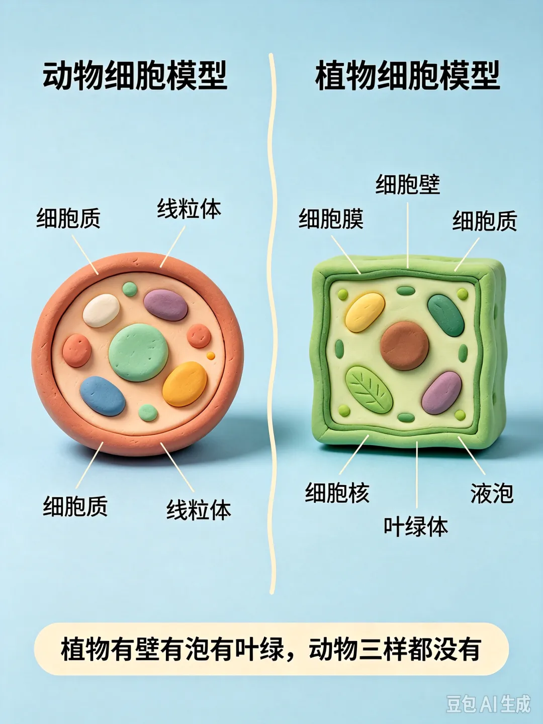 初一生物月考满分攻略|动植物细胞手工模型制作+必考知识点,一篇吃透!-第5张图片-四季读书网