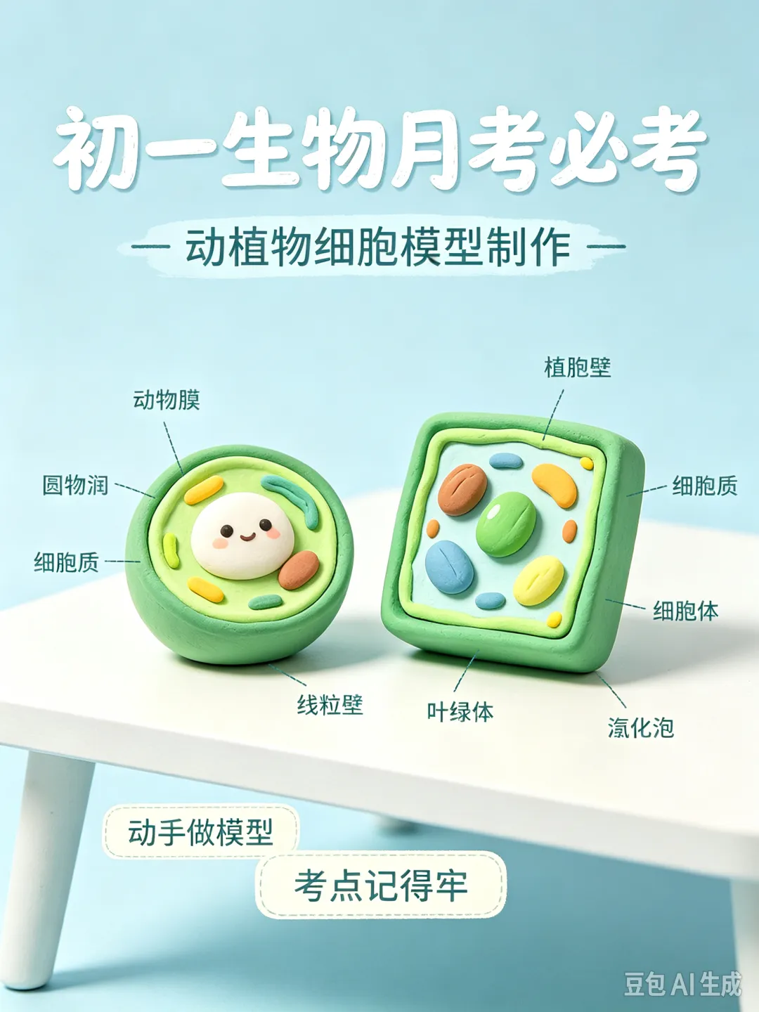 初一生物月考满分攻略|动植物细胞手工模型制作+必考知识点,一篇吃透!-第6张图片-四季读书网
