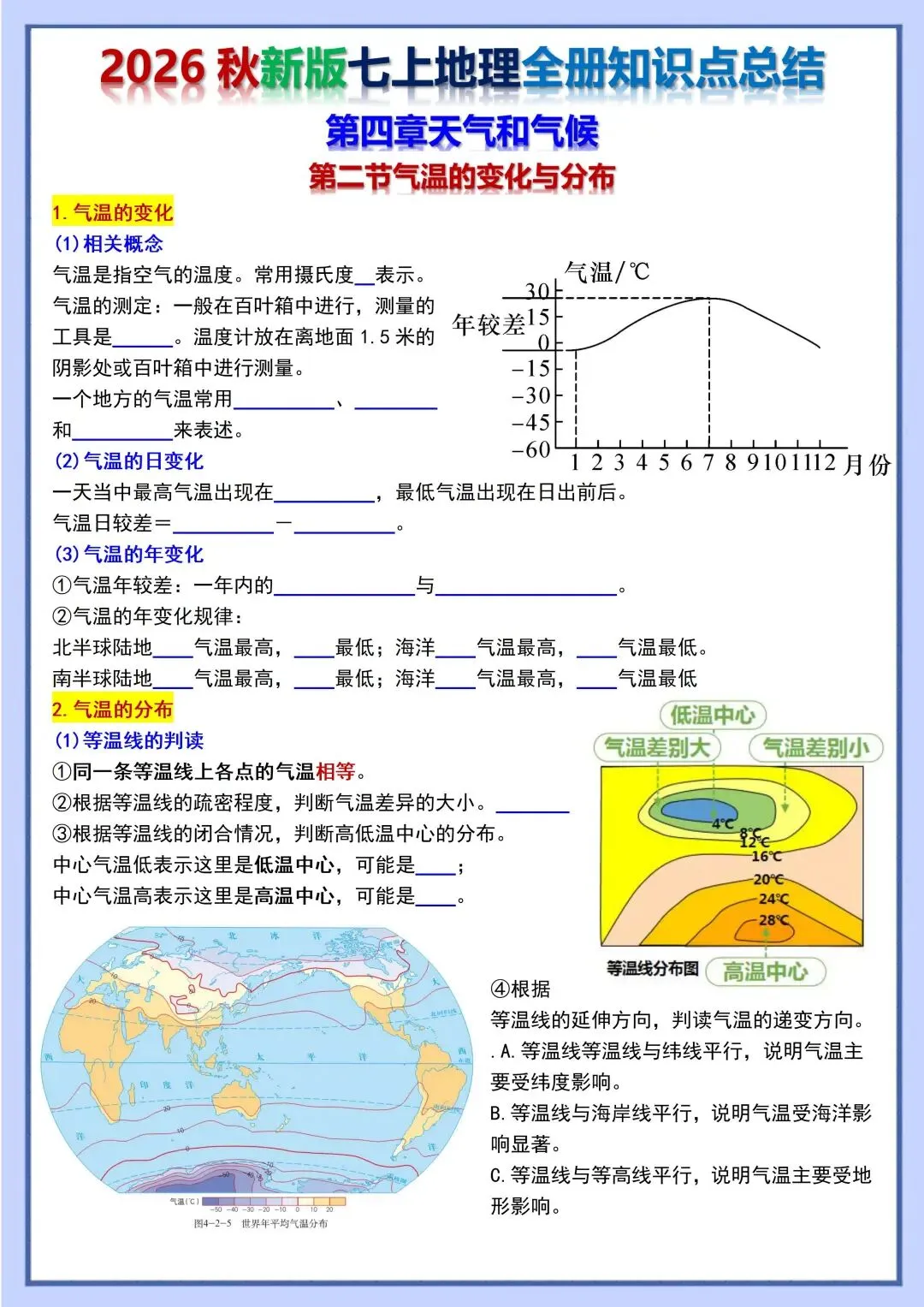 初一新教材 2026 七上地理重点梳理背诵版+填空版,电子打印版!-第6张图片-四季读书网 初一新教材 2026 七上地理重点梳理背诵版+填空版,电子打印版!-第6张图片-四季读书网