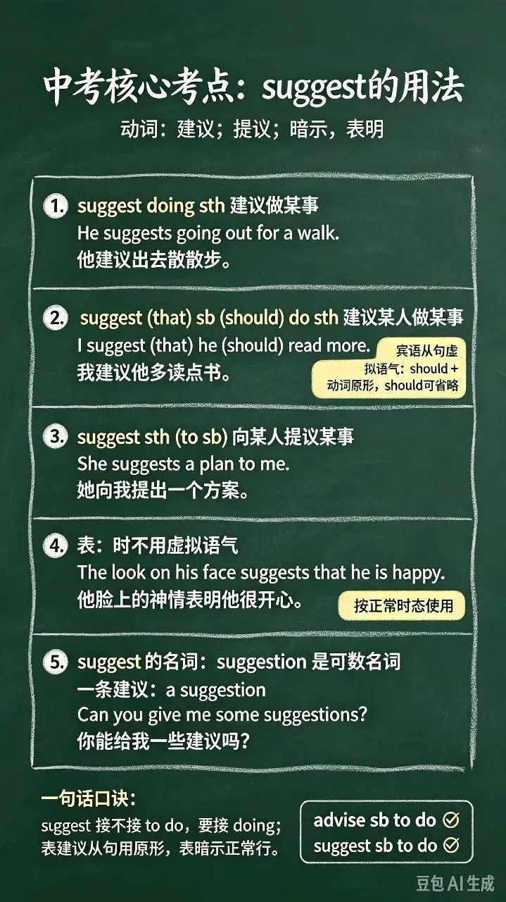 中考核心考点advise和suggest区别-第2张图片-四季读书网
