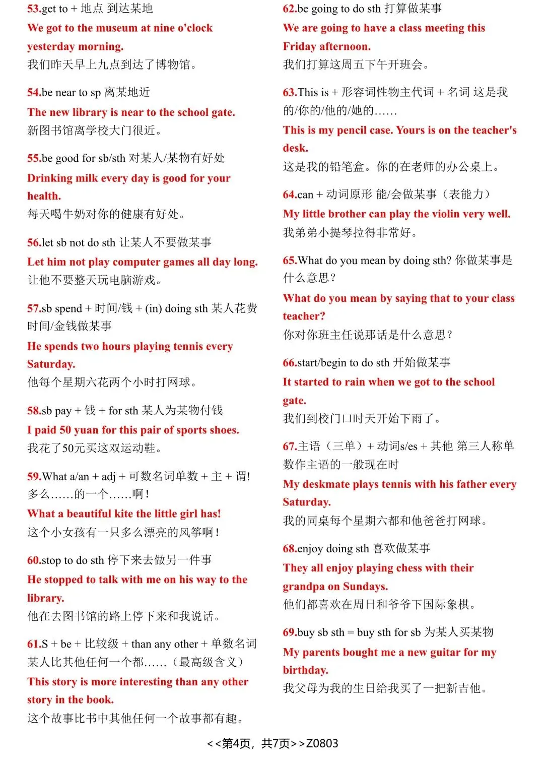 初一丨2026七年级上册人教版英语100+句常考语法句式汇总-第4张图片-四季读书网 初一丨2026七年级上册人教版英语100+句常考语法句式汇总-第4张图片-四季读书网