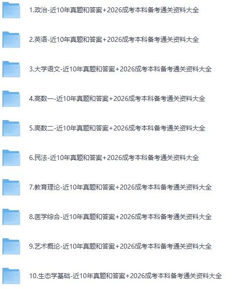2026成人高考本科【专升本】全套资料含历年真题及答案-第1张图片-四季读书网