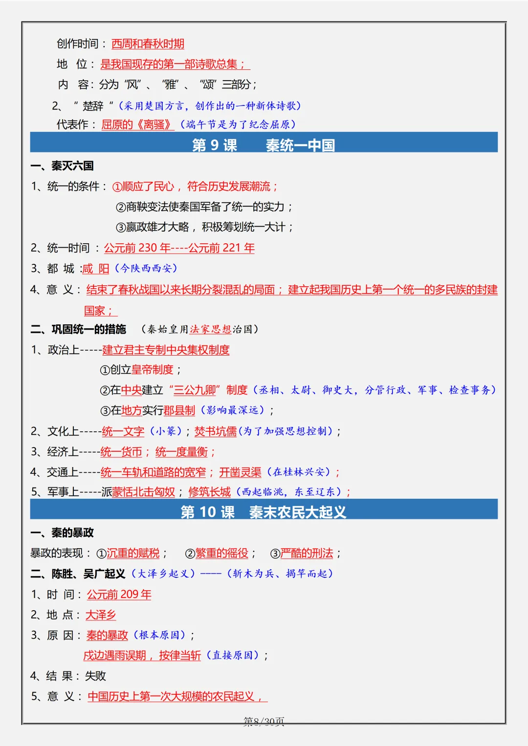 【初一】2026秋七年级上册历史全册必考重难点知识点汇总,有高清完整版可打印-第10张图片-四季读书网 【初一】2026秋七年级上册历史全册必考重难点知识点汇总,有高清完整版可打印-第10张图片-四季读书网