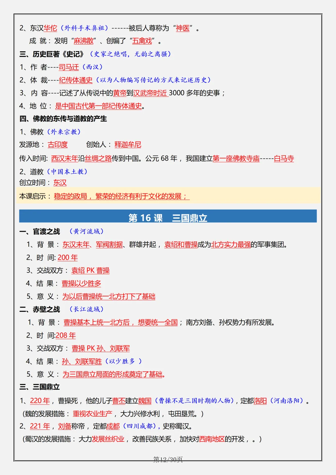【初一】2026秋七年级上册历史全册必考重难点知识点汇总,有高清完整版可打印-第14张图片-四季读书网 【初一】2026秋七年级上册历史全册必考重难点知识点汇总,有高清完整版可打印-第14张图片-四季读书网