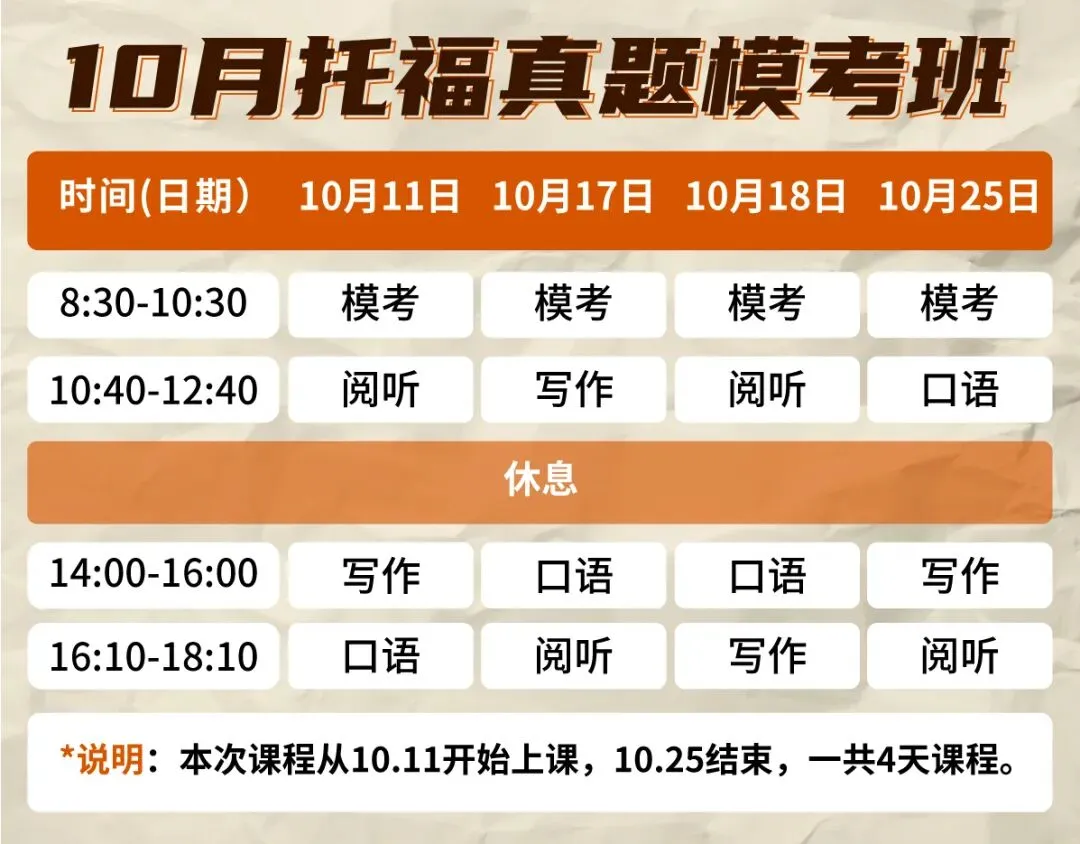 10月【托福真题模考班】正式上线!!-第1张图片-四季读书网