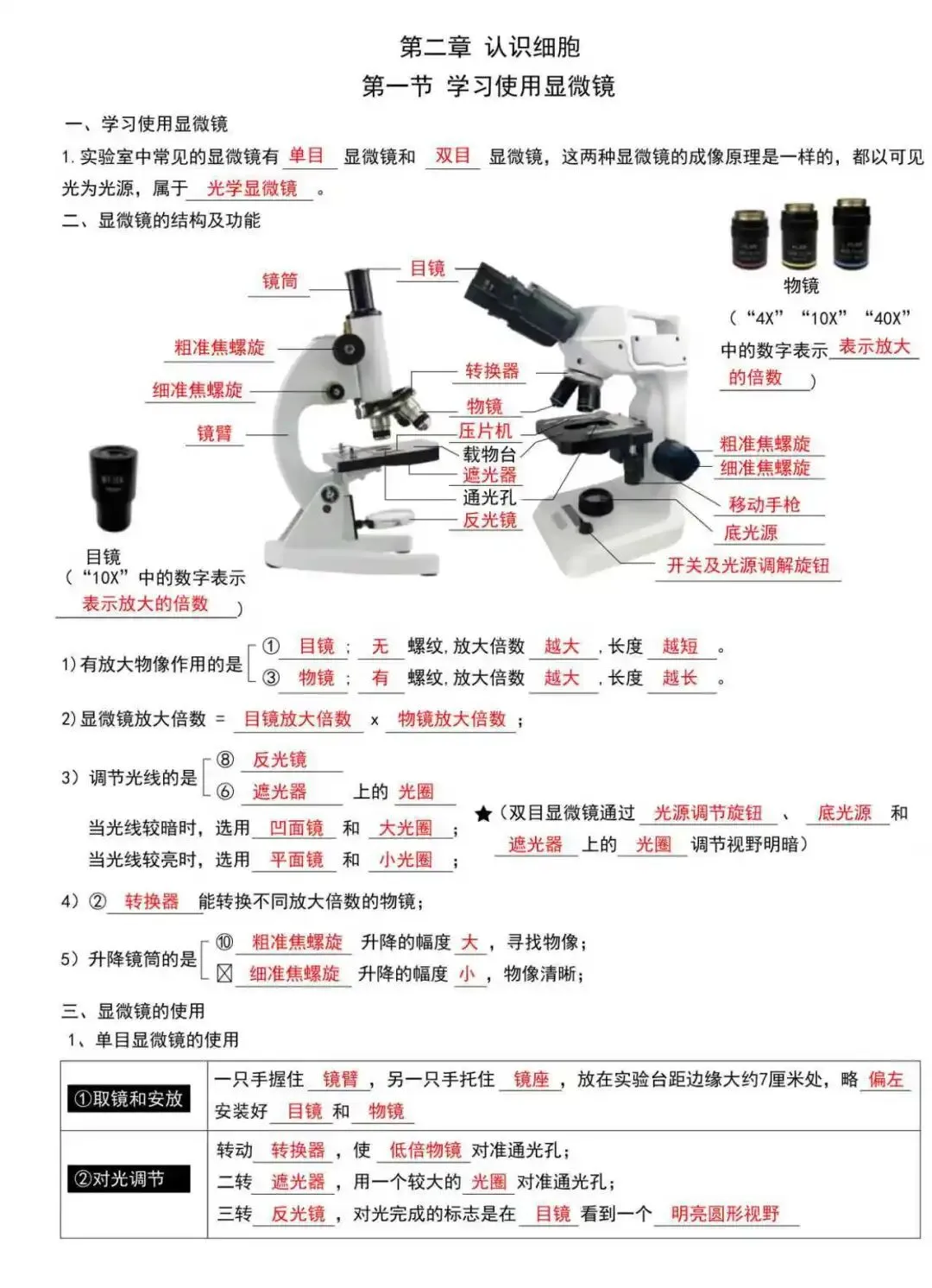 初一新版 2026 七上生物全册核心梳理背诵总结+填空总结,电子打印版!-第3张图片-四季读书网