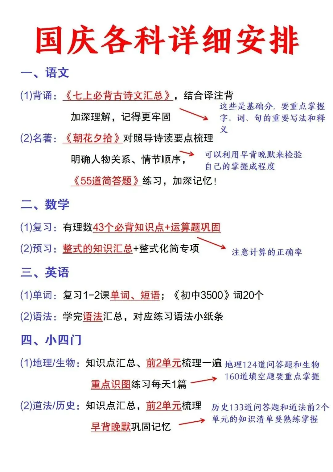 初一新版 2026 七上全科目核心知识梳理必背总结,电子打印版!-第2张图片-四季读书网 初一新版 2026 七上全科目核心知识梳理必背总结,电子打印版!-第2张图片-四季读书网