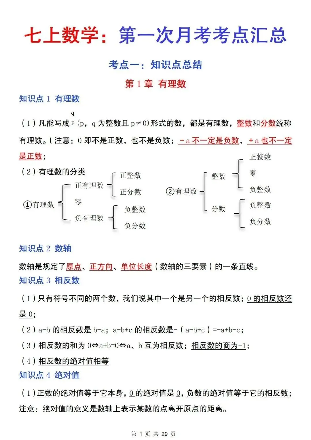 初一新版 2026 七上全科目核心知识梳理必背总结,电子打印版!-第10张图片-四季读书网 初一新版 2026 七上全科目核心知识梳理必背总结,电子打印版!-第10张图片-四季读书网