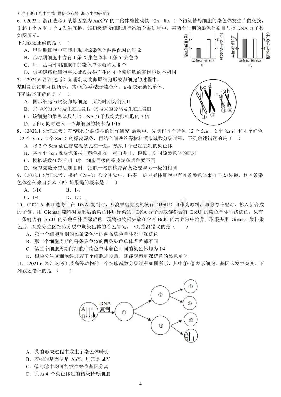 浙江选考生物7年真题分类精选 必修二(浙江高三必练)-第7张图片-四季读书网 浙江选考生物7年真题分类精选 必修二(浙江高三必练)-第7张图片-四季读书网