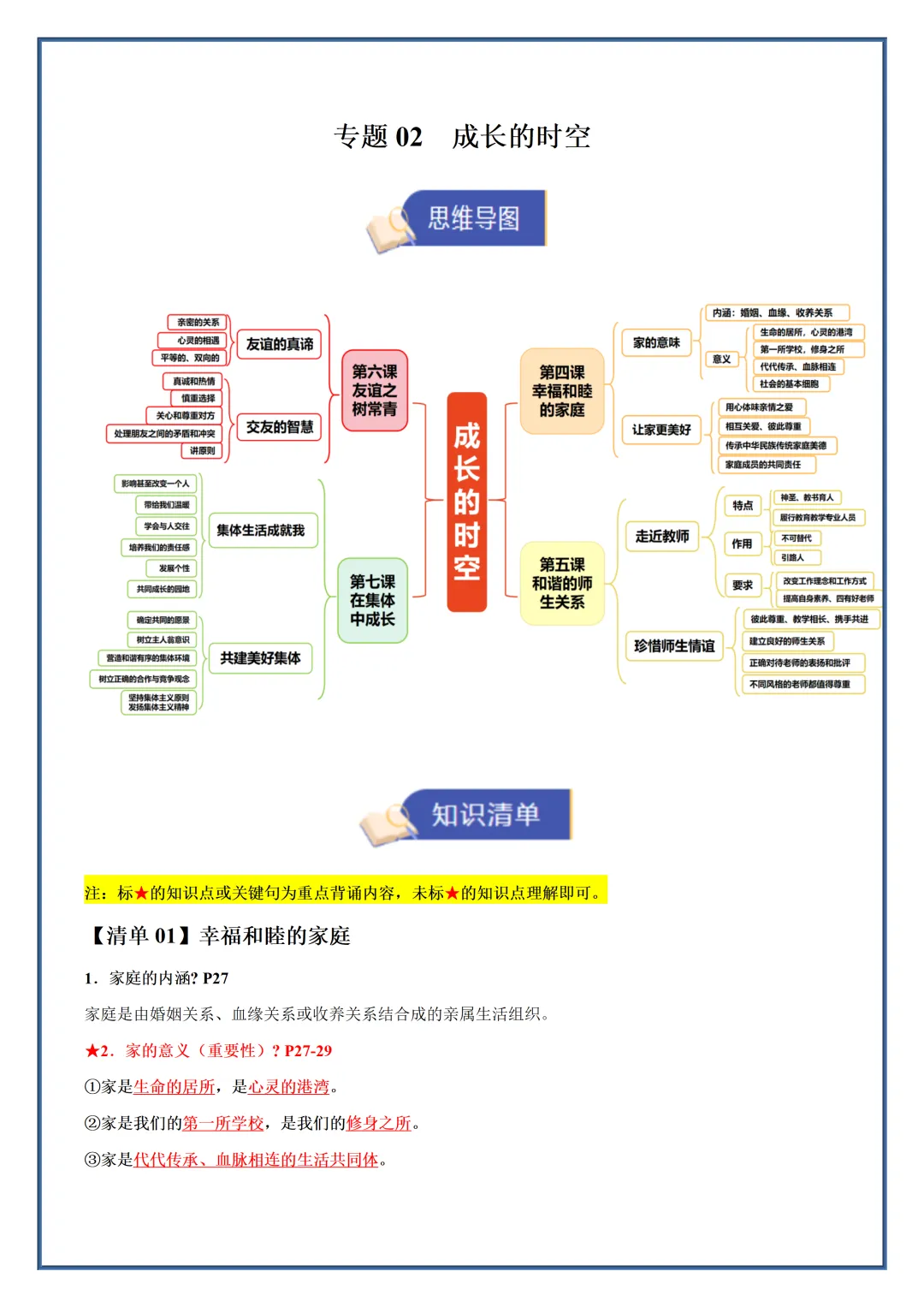 初一2026新教材七年级上册道法全册常考知识梳理汇总(电子版可打印)-第8张图片-四季读书网