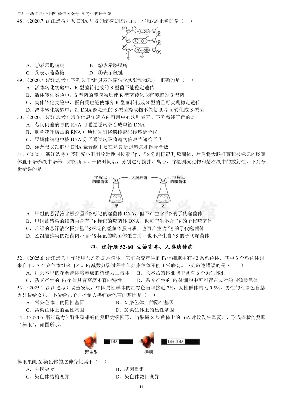 浙江选考生物7年真题分类精选 必修二(浙江高三必练)-第14张图片-四季读书网 浙江选考生物7年真题分类精选 必修二(浙江高三必练)-第14张图片-四季读书网