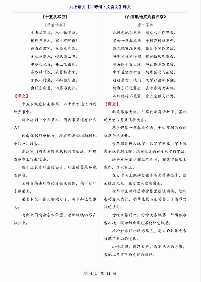 【初三】2026新教材九上语文全册必背高频考点知识点总结(高清版可打印)-第14张图片-四季读书网