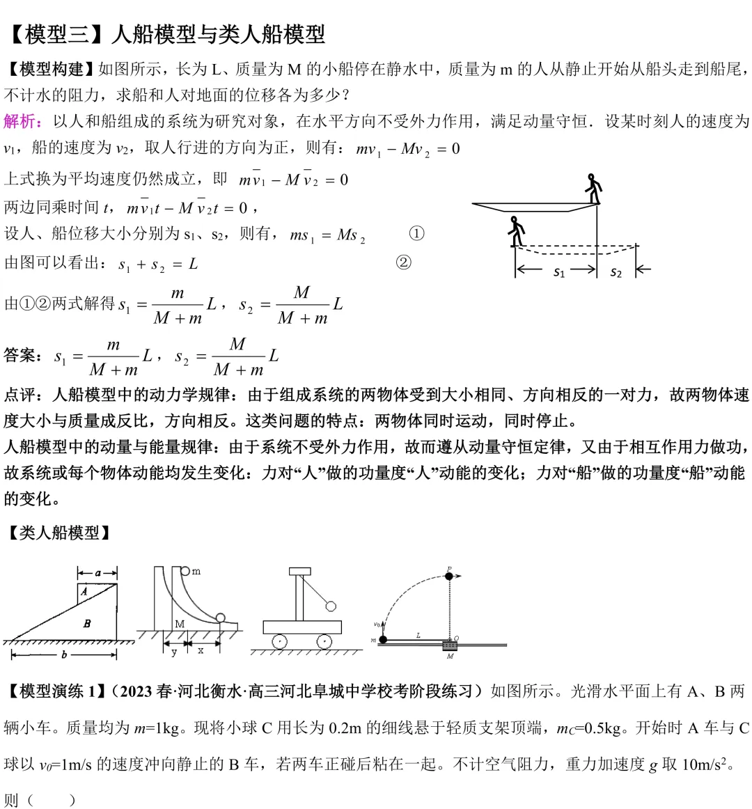 高考物理动量专题:人船模型(一轮复习高频模型)-第1张图片-四季读书网