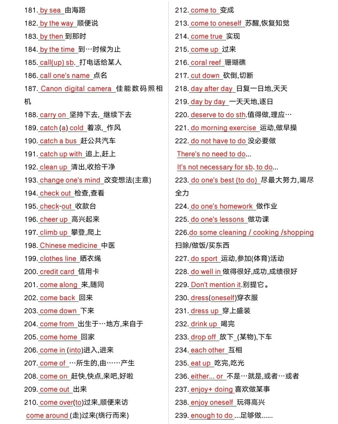 中考英语完形填空必背短语299组,每天背一背-第5张图片-四季读书网