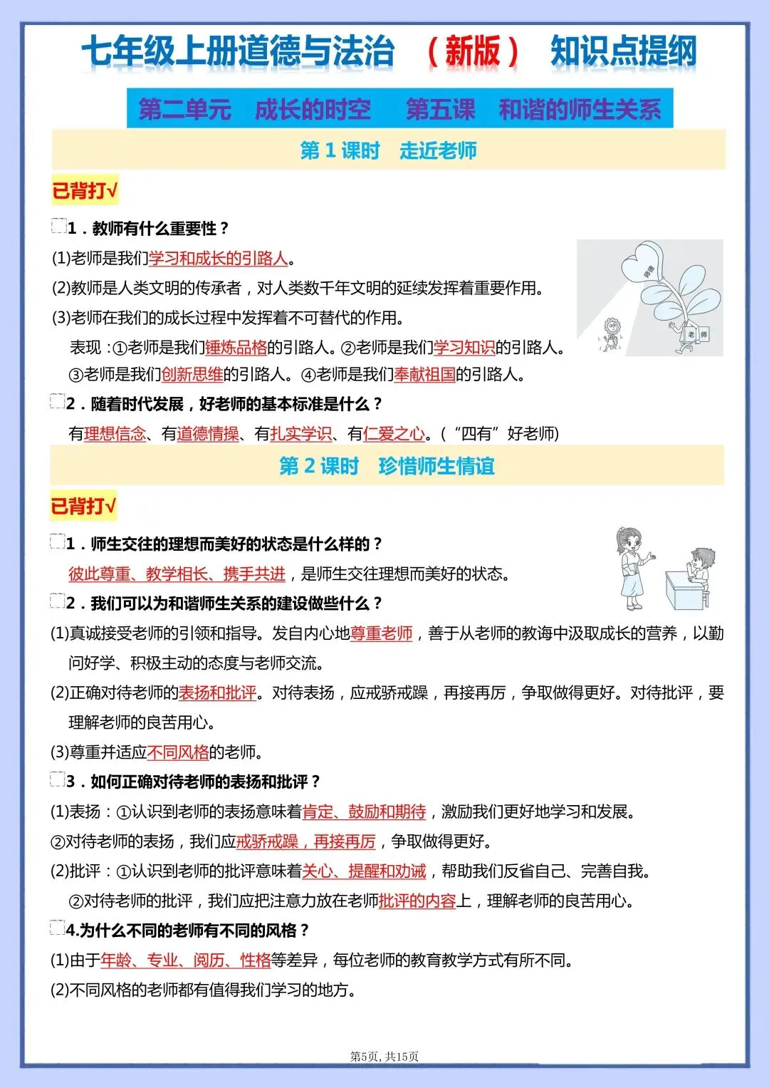 初一新版 2026 七上道法全册核心知识梳理总结,电子打印版!-第2张图片-四季读书网 初一新版 2026 七上道法全册核心知识梳理总结,电子打印版!-第2张图片-四季读书网